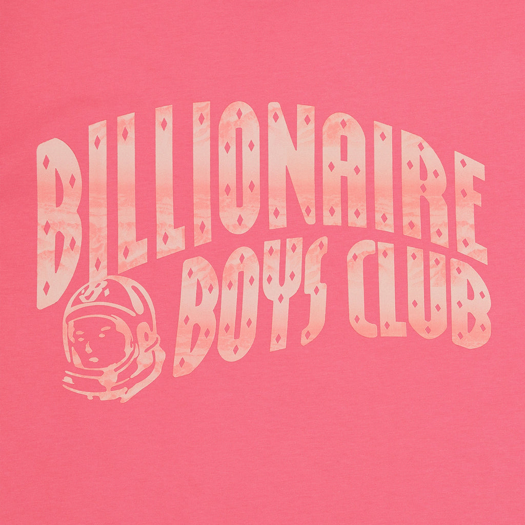 Billionaire Boys Club Mountain Fill Arch Logo Tee - Pink - Front Close Up