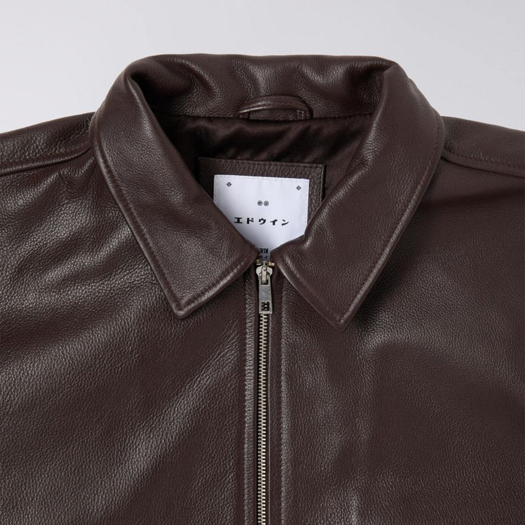 Edwin Dogma Jacket - Dark Brown - Front Close Up