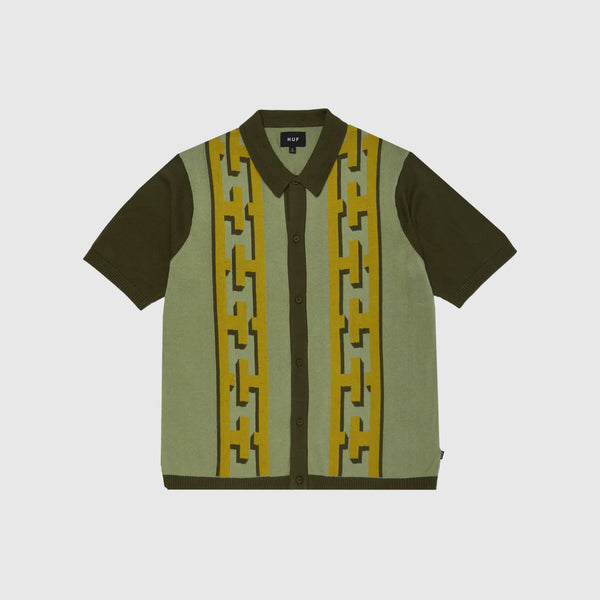 HUF Pillar S/S Knit Sweater - Moss - Front