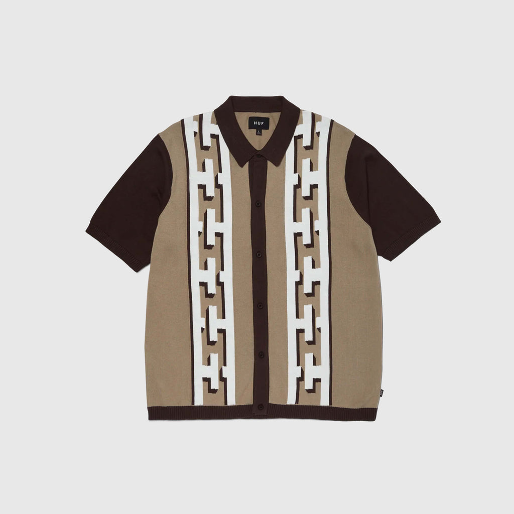 HUF Pillar S/S Knit Sweater - Brown - Front