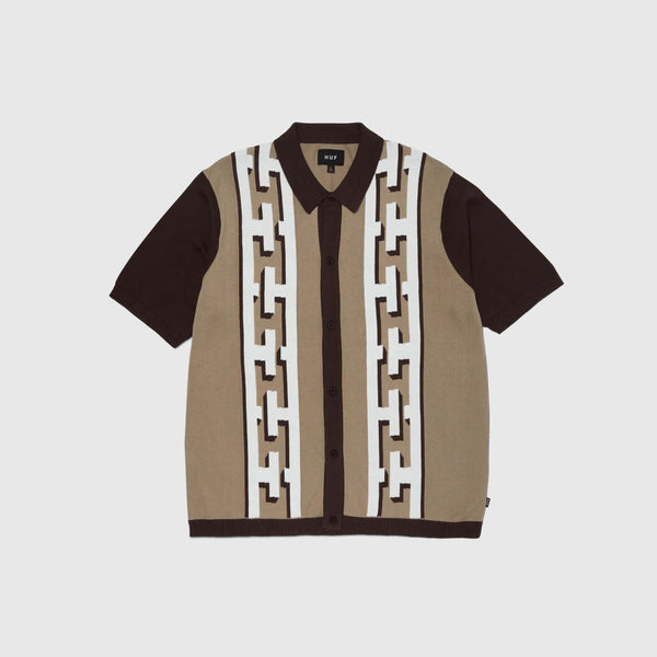 HUF Pillar S/S Knit Sweater - Brown - Front
