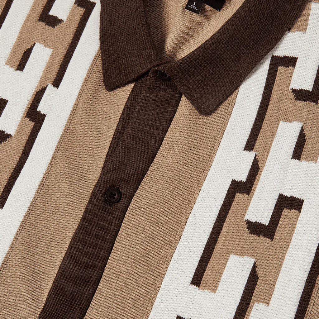 HUF Pillar S/S Knit Sweater - Brown - Front Close Up