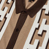 HUF Pillar S/S Knit Sweater - Brown - Front Close Up