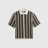 Wax Porto SS Polo Shirt - Stripe Crochet Ecru / Black - Front