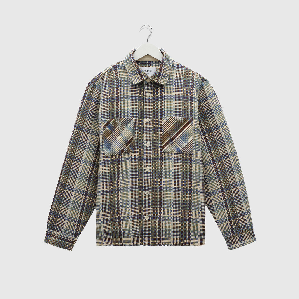 Wax Whiting Overshirt - Basket Weave Blue / Green - Front