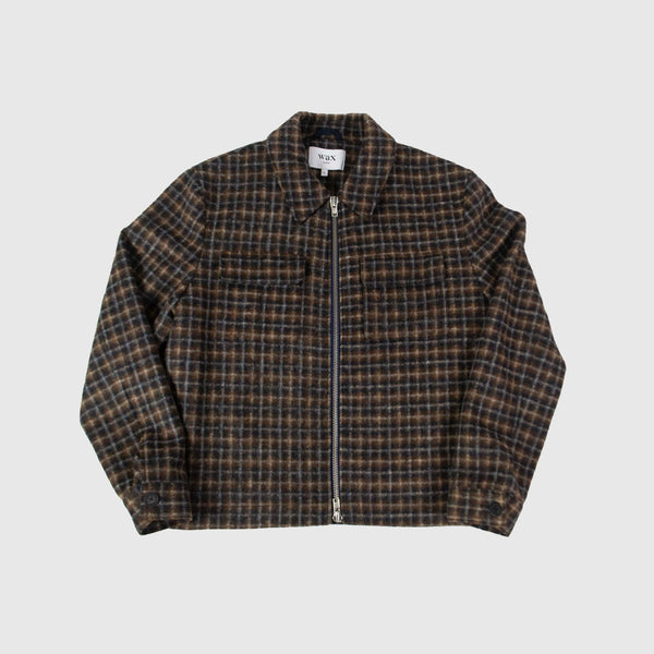 Wax Osier Jacket - Check Navy / Brown - Front