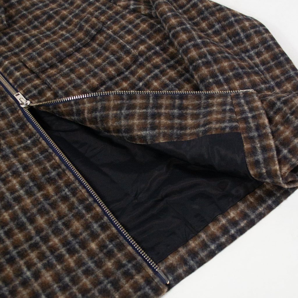 Wax Osier Jacket - Check Navy / Brown - Front Close Up