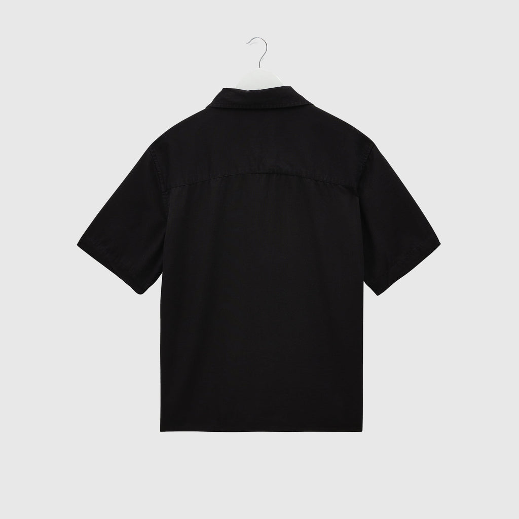 Wax Curzon SS Shirt - Drapey Tencel Twill Black - Back