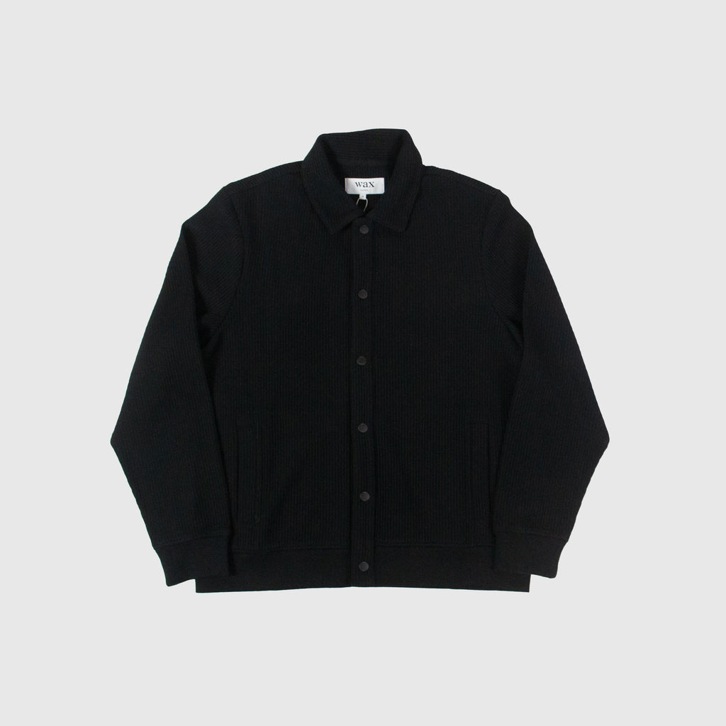 Wax Hays Jersey Overshirt - Rigid Waffle Black Front