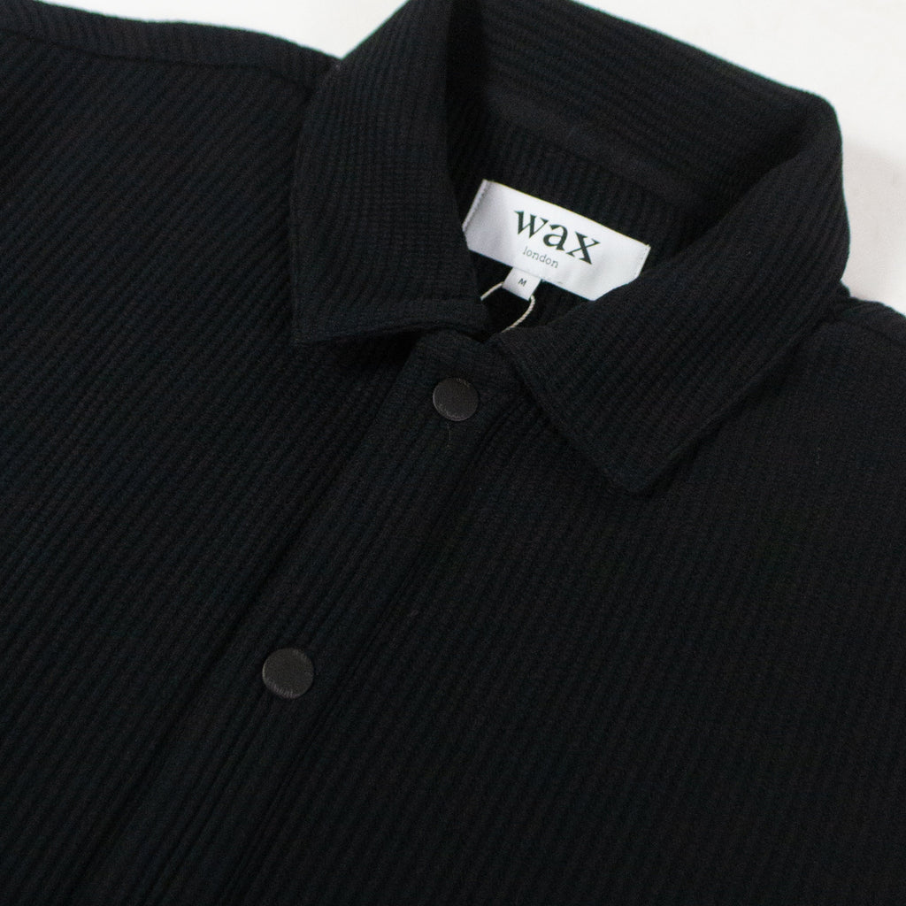 Wax Hays Jersey Overshirt - Rigid Waffle Black Close Up