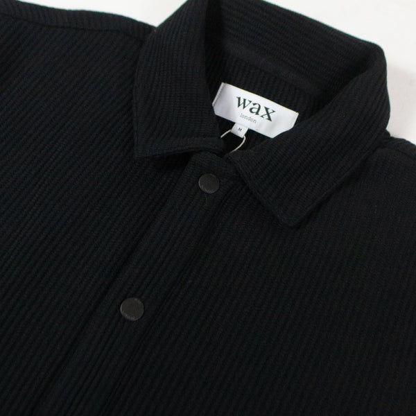 Wax Hays Jersey Overshirt - Rigid Waffle Black Close Up