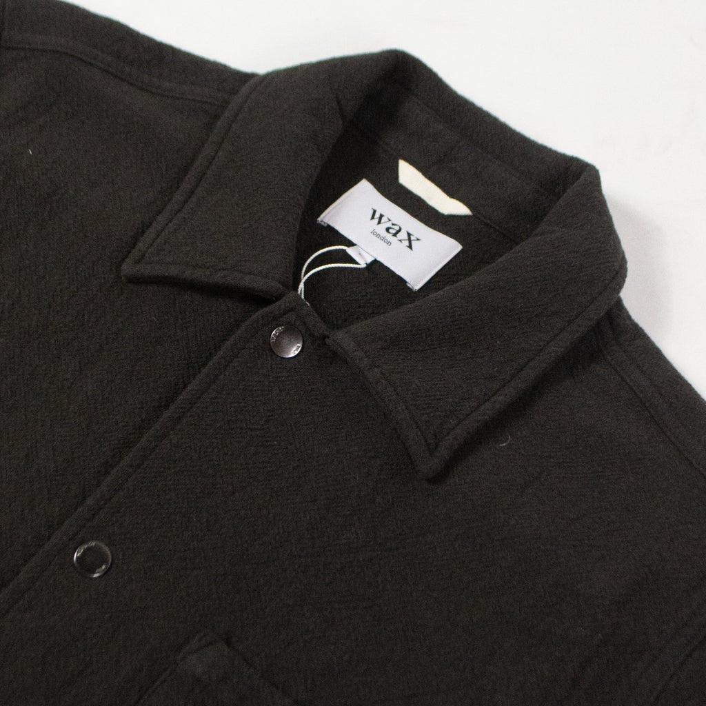 Wax Romer Overshirt - Heavy Cotton Dark Brown Close Up 