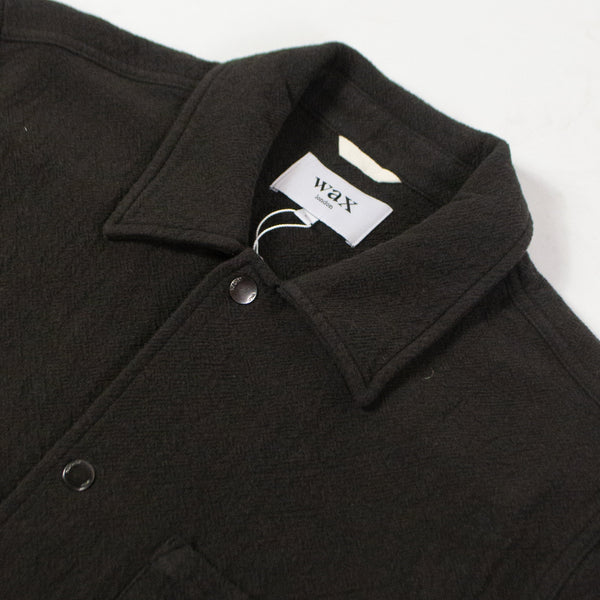 Wax Romer Overshirt - Heavy Cotton Dark Brown Close Up 