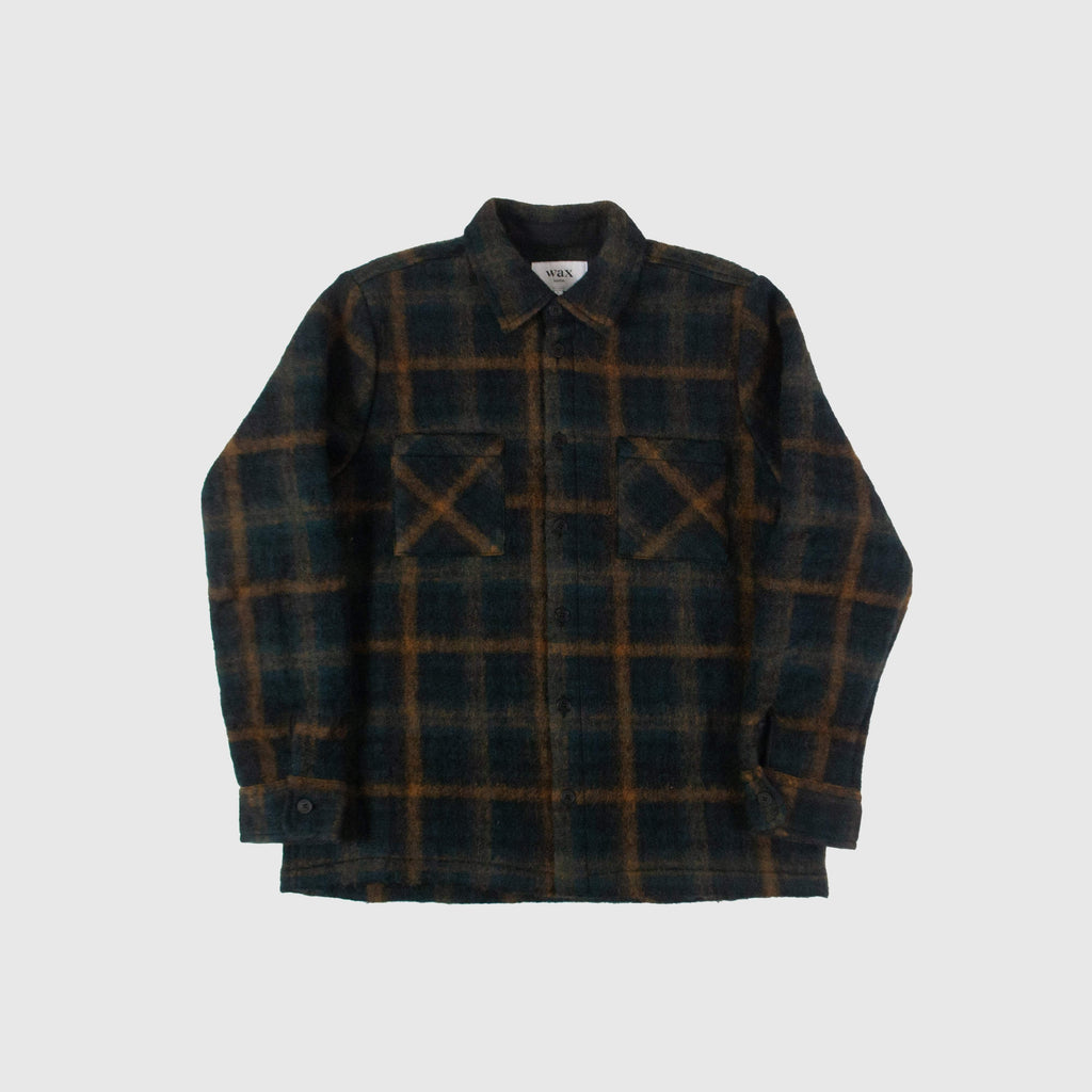 Wax Whiting Overshirt - Drawn Check Teal / Orange Front