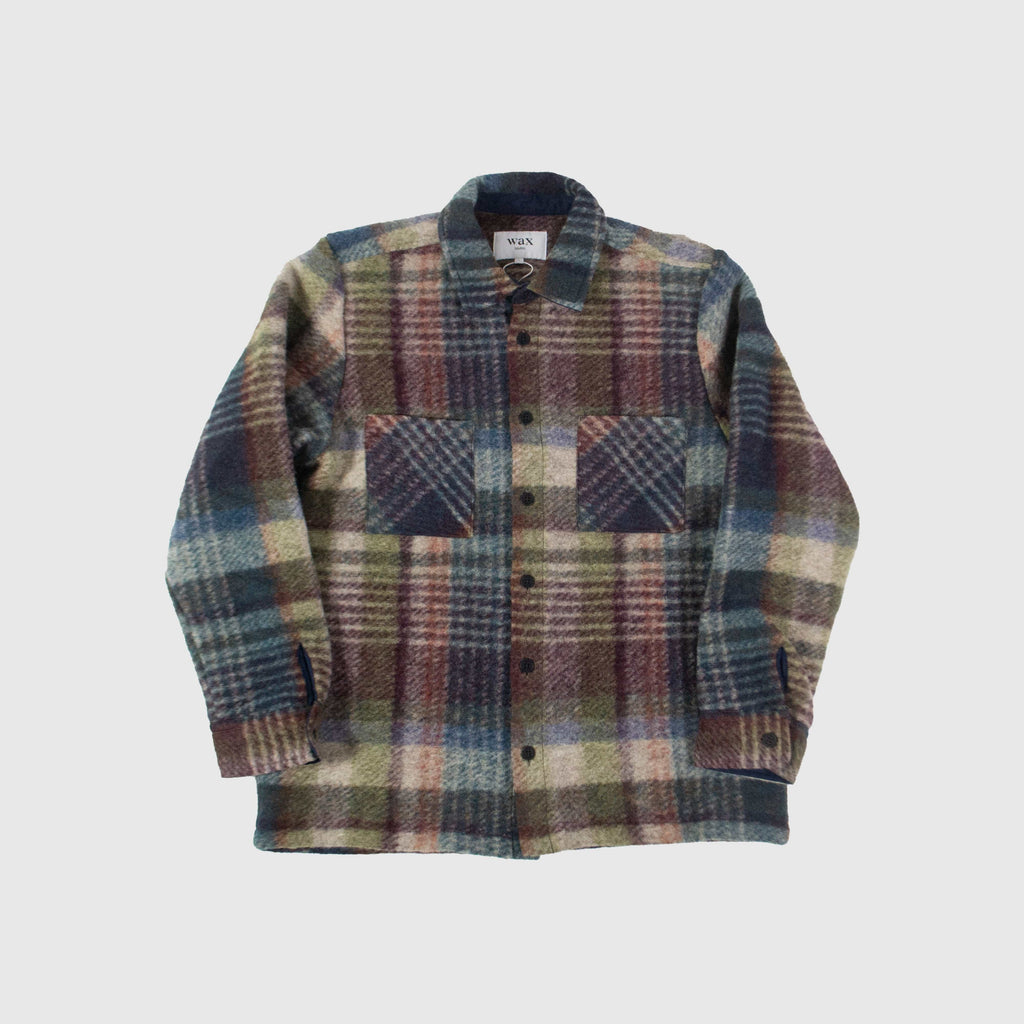 Wax Whiting Overshirt - Wool Blend Check  Blue / Multi Front
