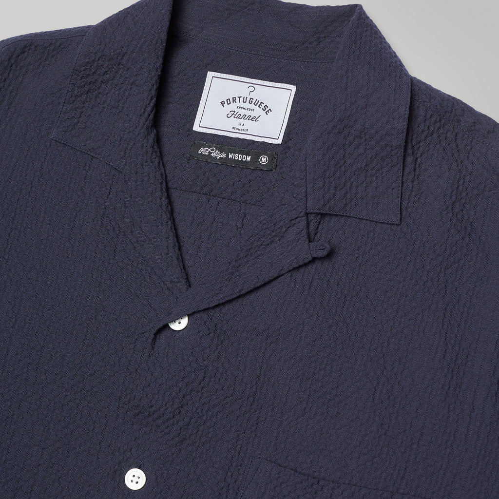 Portuguese Flannel Flame - Navy - Close Up