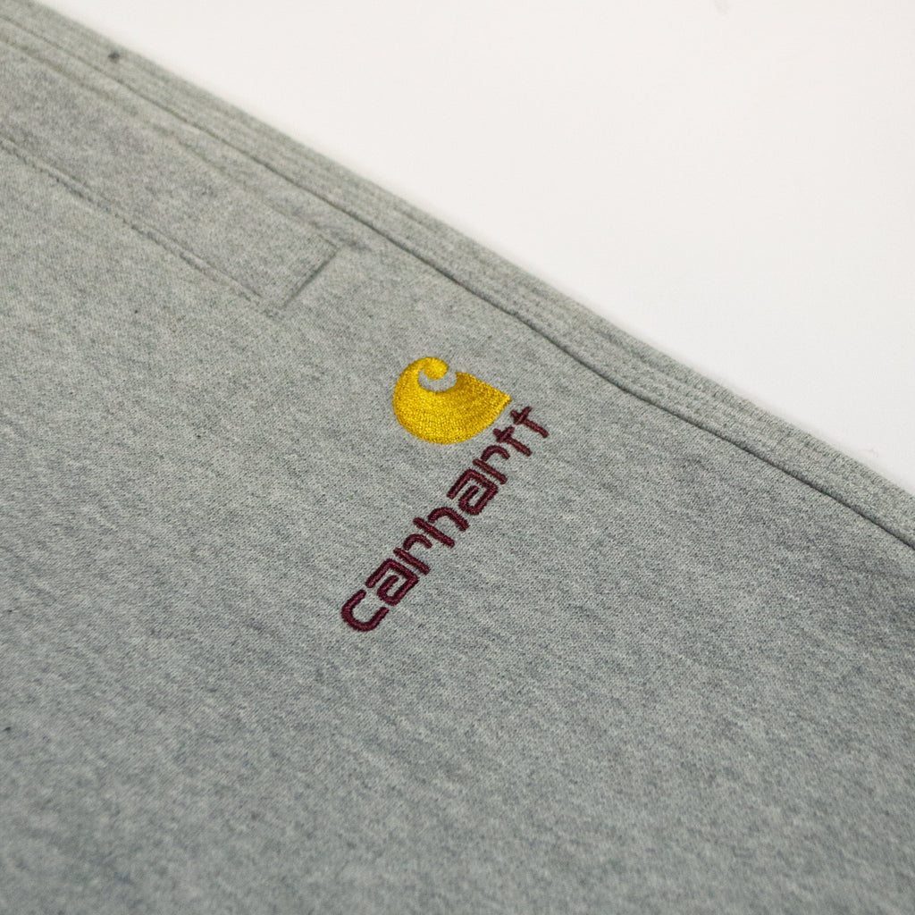 Carhartt WIP American Script Sweat Short - Grey Heather - Front Close Up