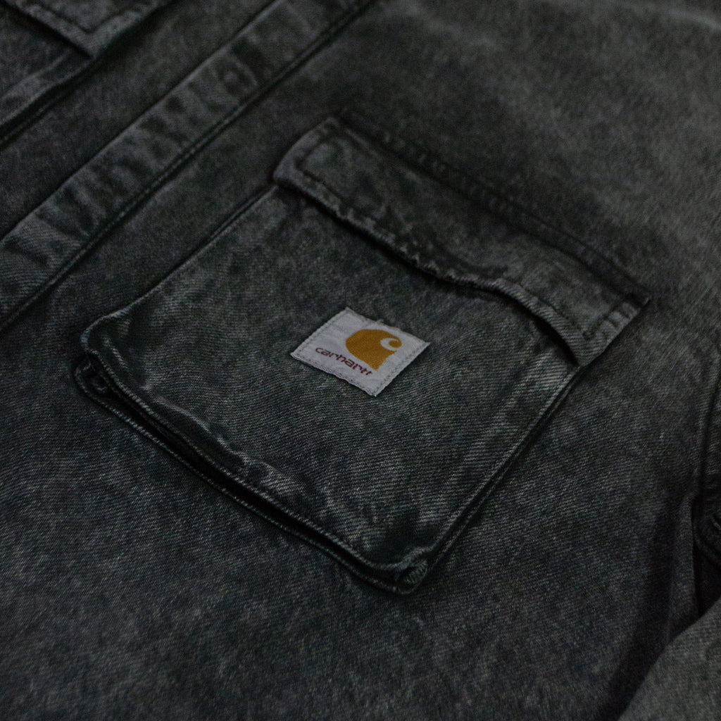 Carhartt WIP Monterey Shirt Jac - Black Worn Washed - Front Close Up