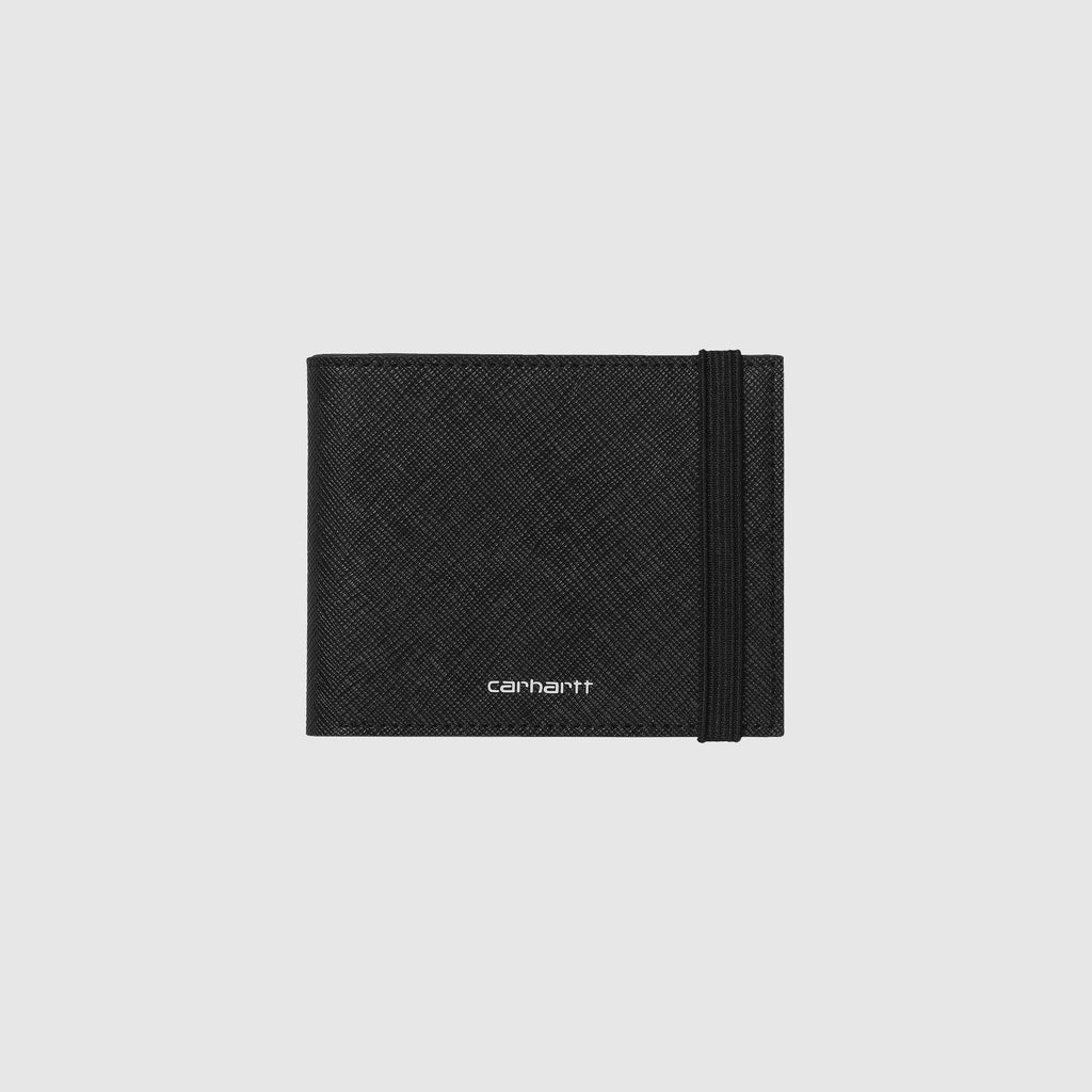 Carhartt Coated Bifold Wallet - Black / White - Front With Carhartt Embroidery 