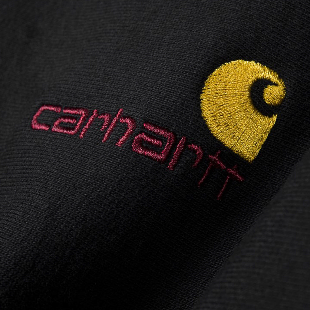 Carhartt American Script Sweat - Black Logo Close Up
