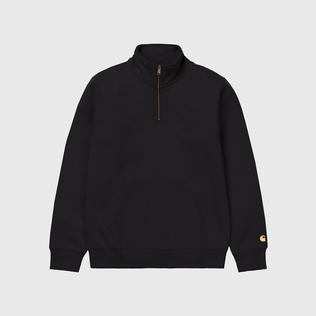 Carhartt WIP Chase Neck Zip Sweat - Black / Gold - Front