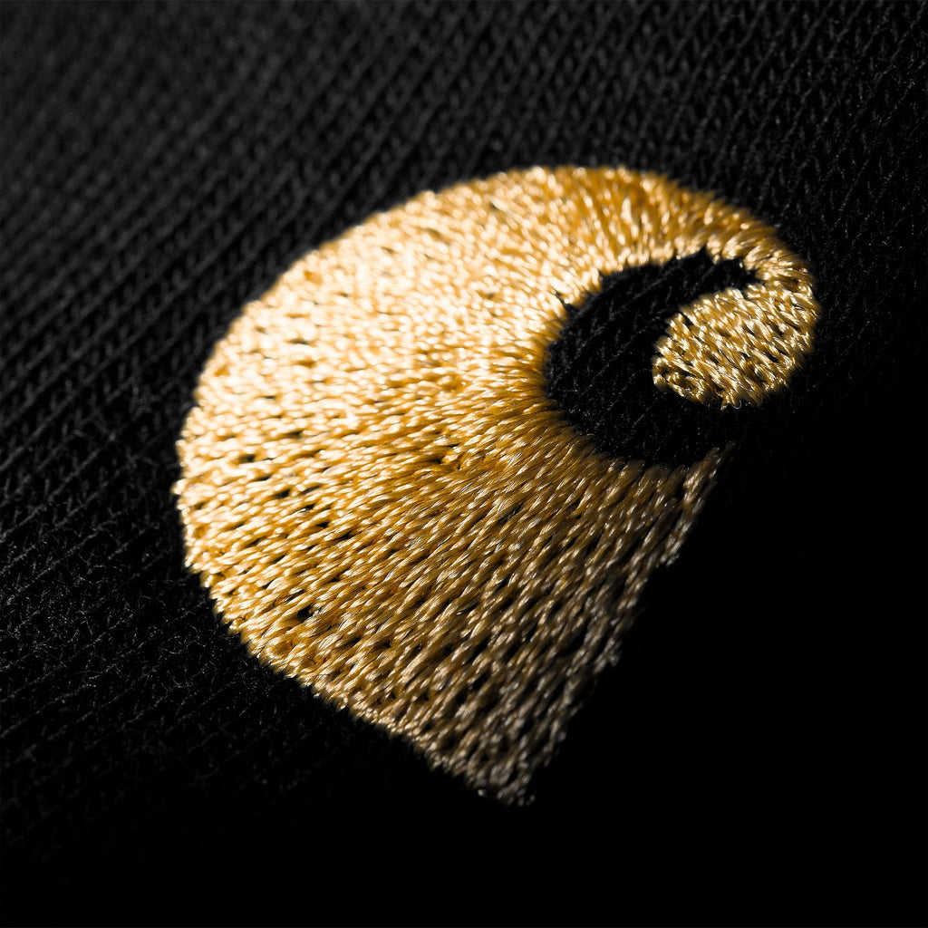 Carhartt WIP Chase Neck Zip Sweat - Black / Gold - Close Up