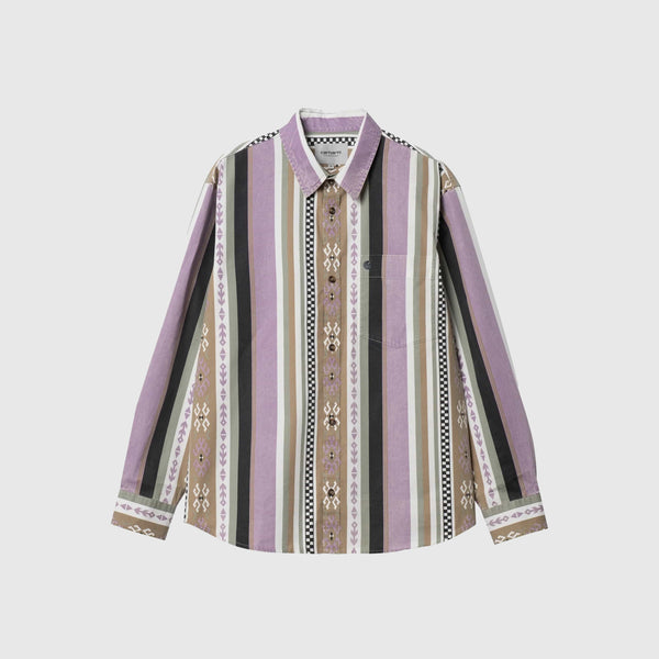 Carhartt WIP L/S Coba Stripe Shirt - Violanda / Soot Moon Wash - Front