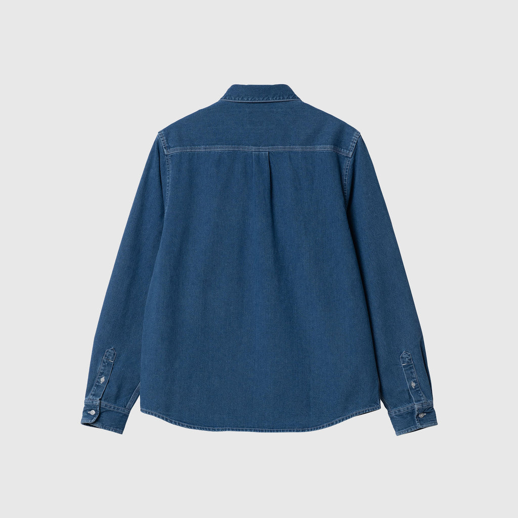 Carhartt WIP L/S Weldon Shirt - Blue Heavy Stone Wash - Back