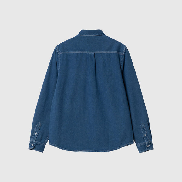 Carhartt WIP L/S Weldon Shirt - Blue Heavy Stone Wash - Back