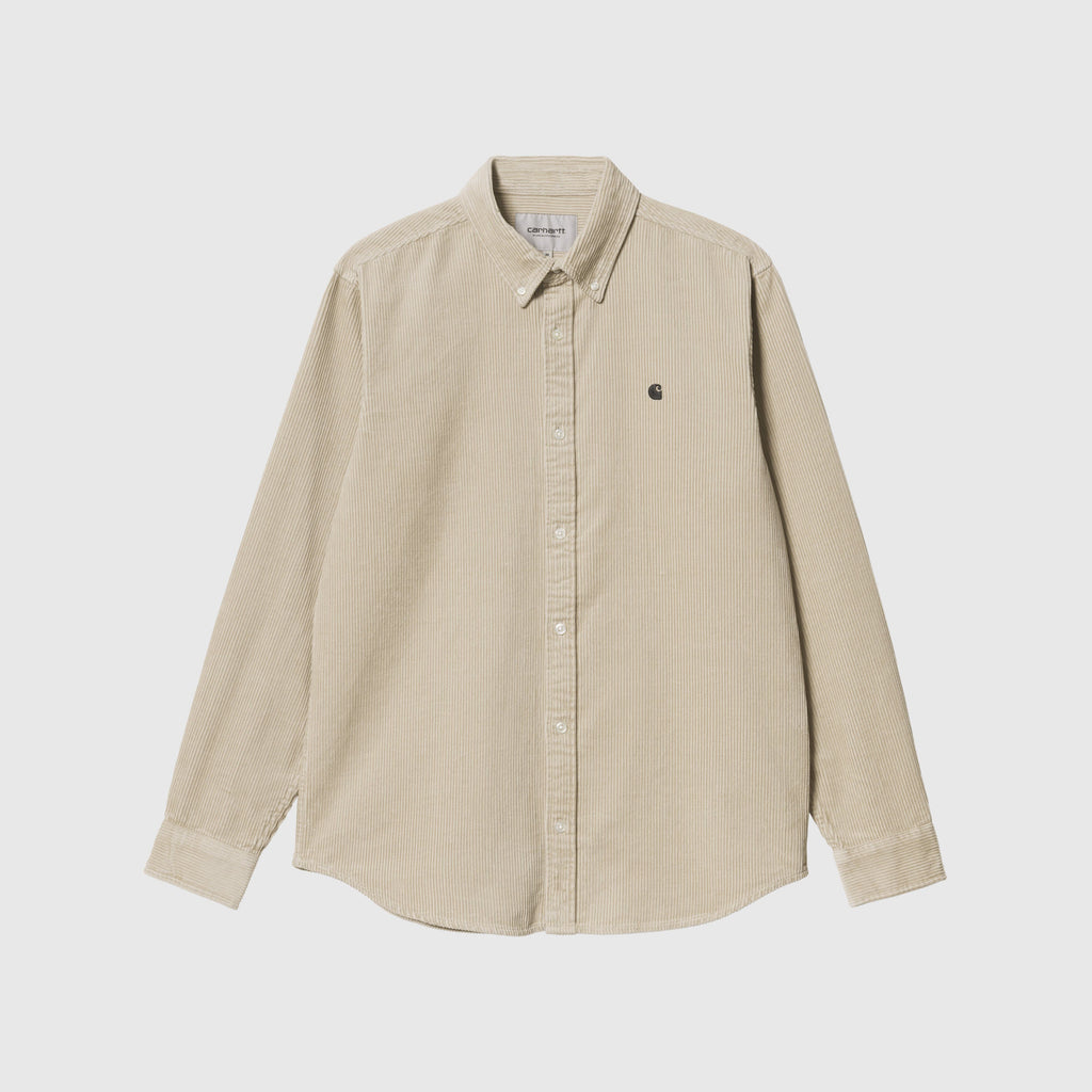 Carhartt WIP Madison Cord Shirt - Wall / Black Front 