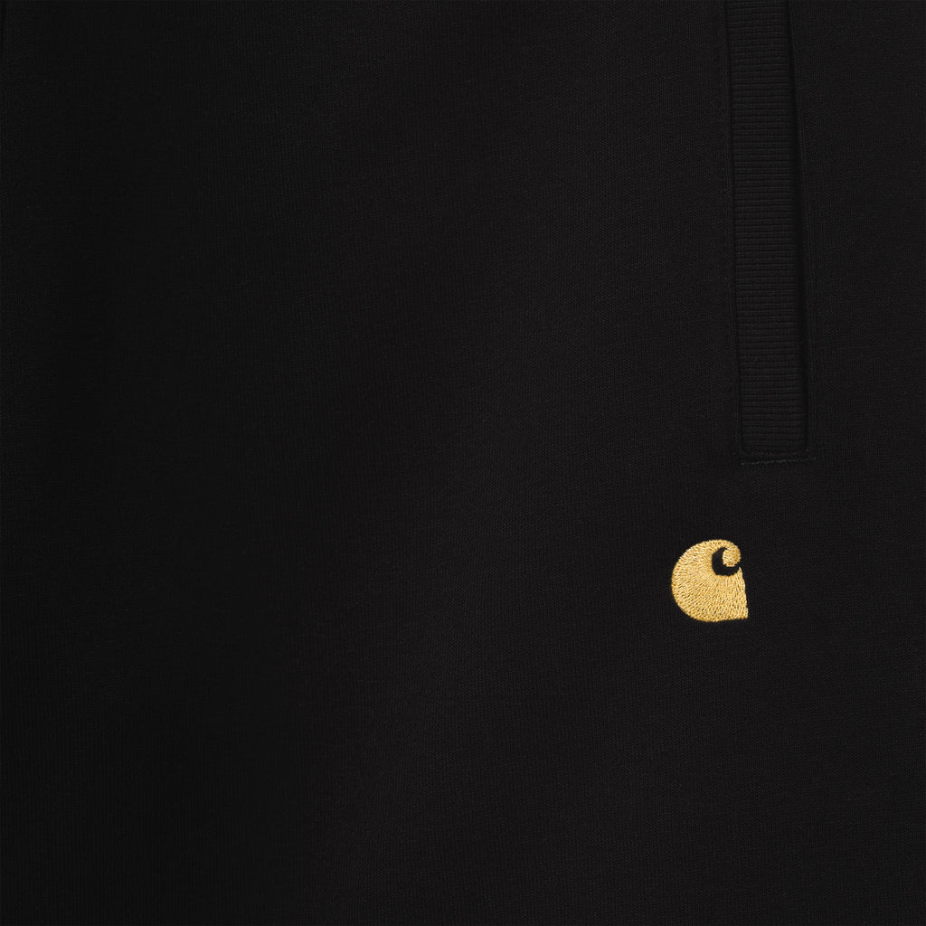 Carhartt WIP Chase Sweat Short - Black / Gold - Close Up