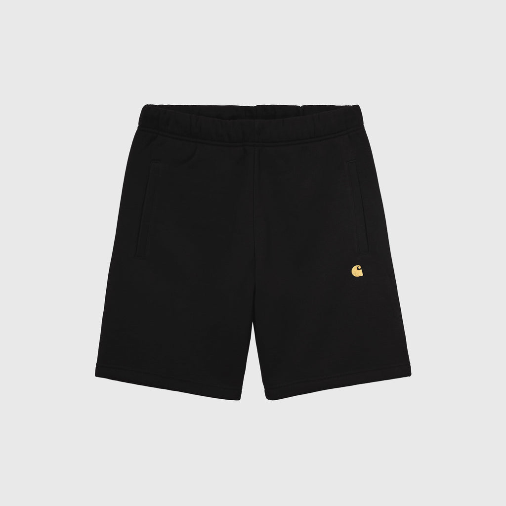 Carhartt WIP Chase Sweat Short - Black / Gold - Front
