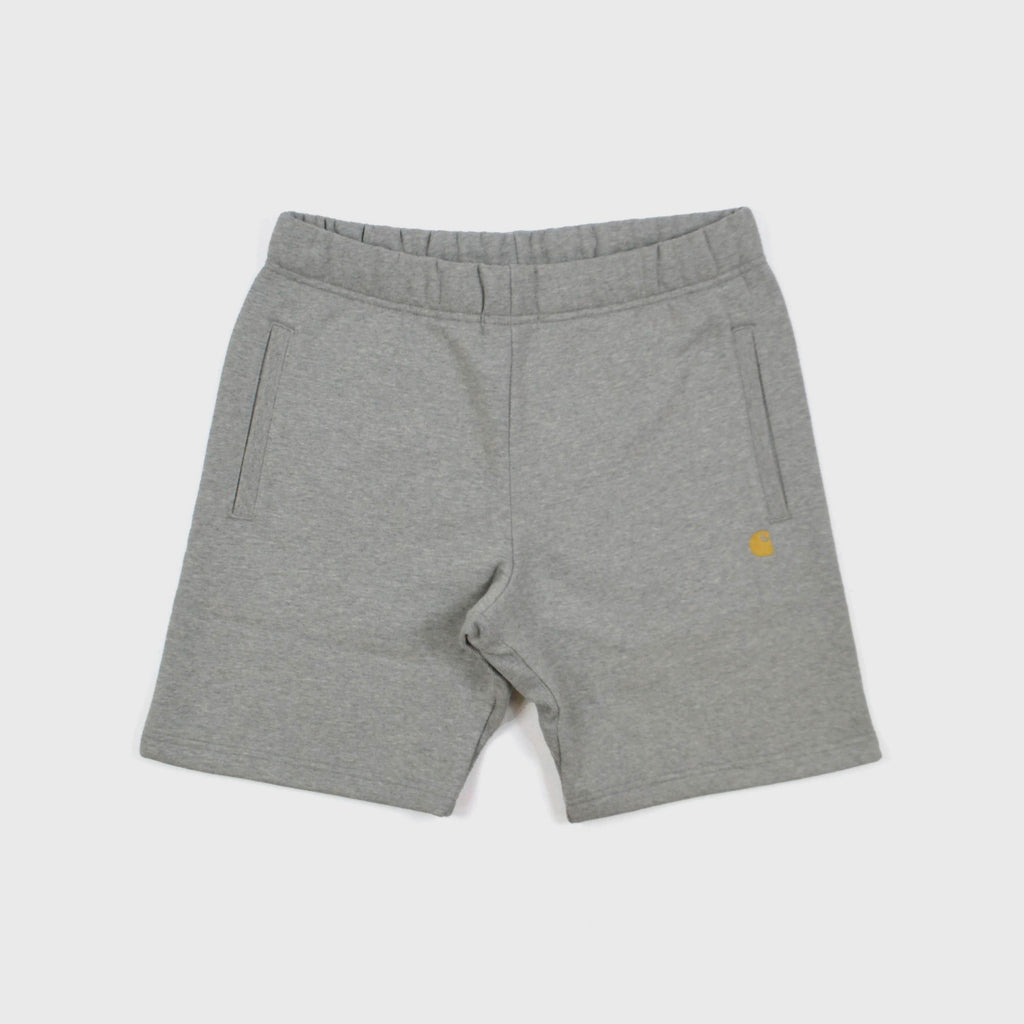 Carhartt Chase Sweat Short - Grey Heather / Gold Front View