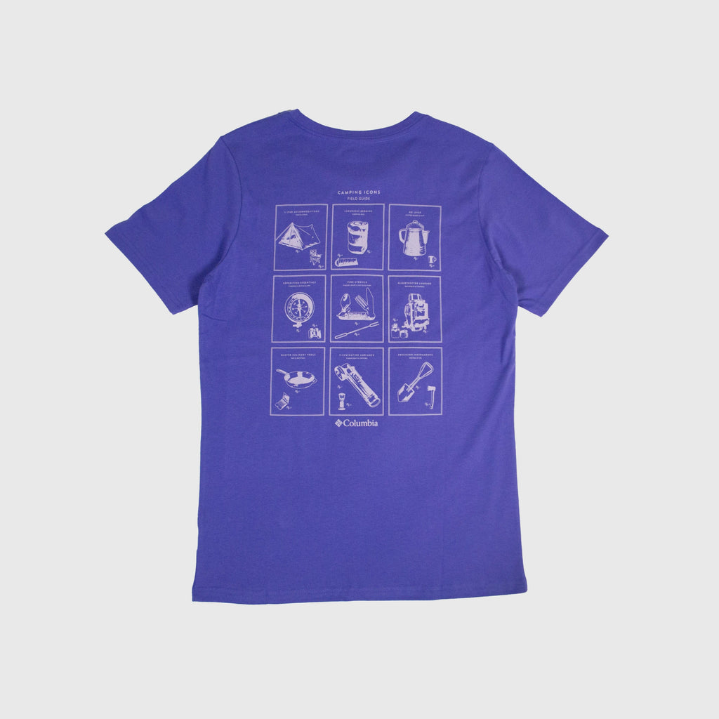 Columbia Rapid Ridge Back Graphic Tee II - Purple Lotus Campsite Icons - Back