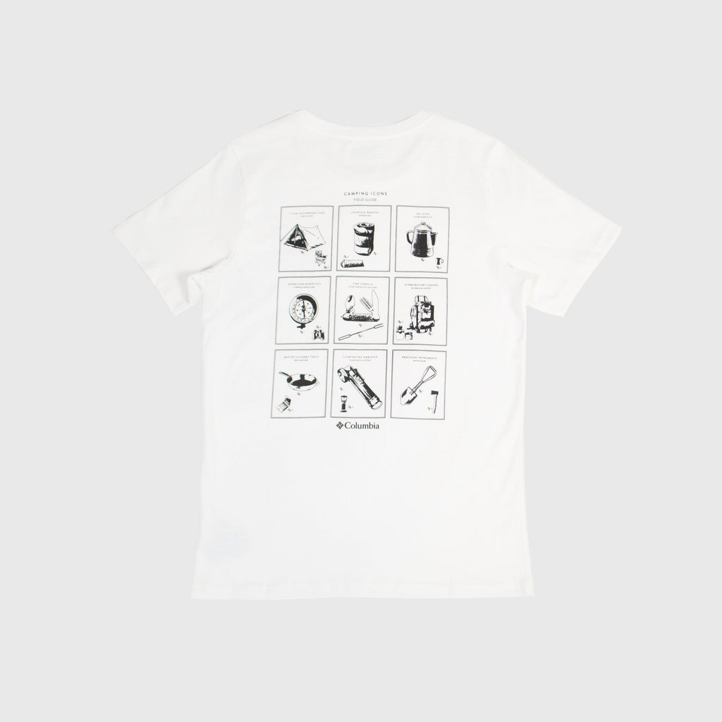 Columbia Rapid Ridge Back Graphic Tee II - White Campsite Icons - Back