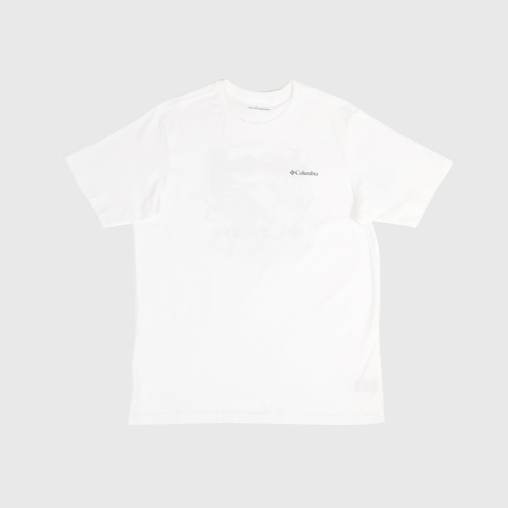Columbia Rapid Ridge Back Graphic Tee II - White Campsite Icons - Front