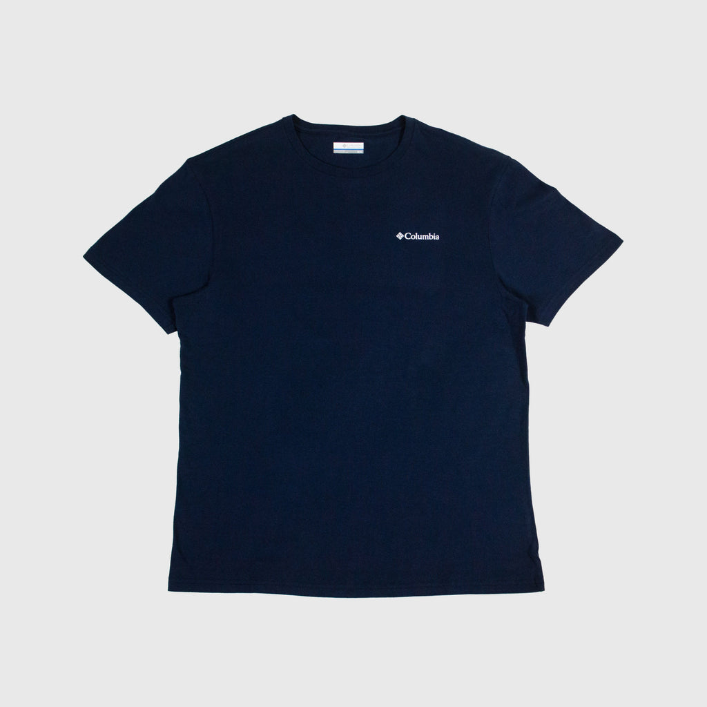 Columbia North Cascades Tee - Collegiate Navy Retro Box Graphic - Front