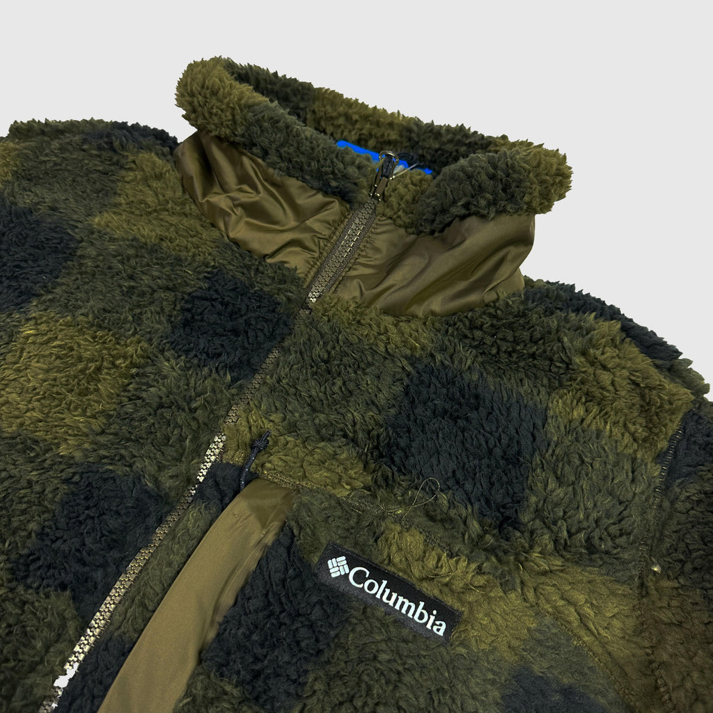 Columbia Winter Pass Print Fleece - Olive Green Check - Front Close Up
