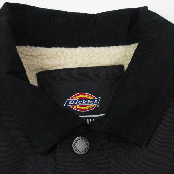 Dickies Duck Canvas Chore Jacket - Black Sherpa And Collar 
