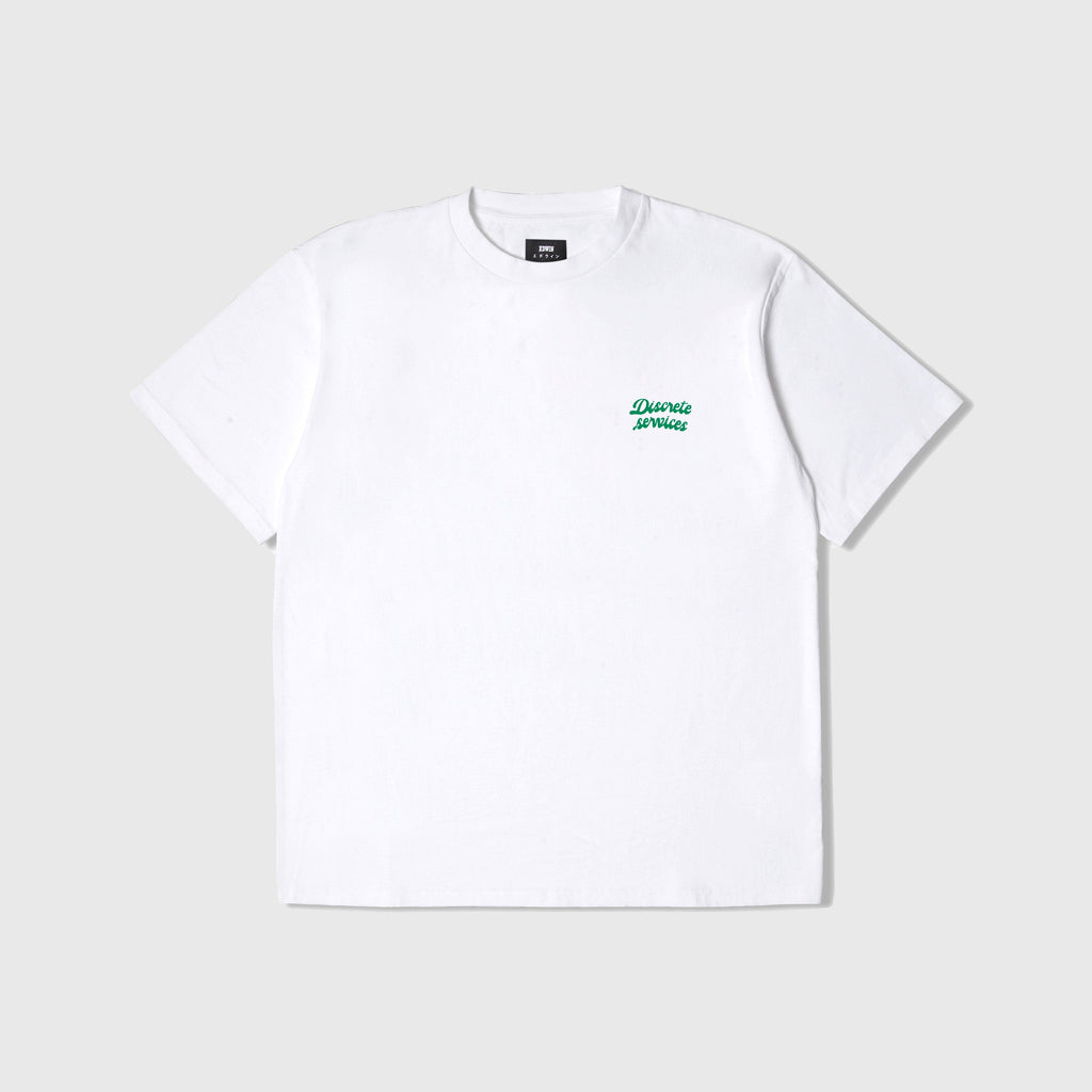 Edwin Discrete Services Tee - White Garment Dyed - Front
