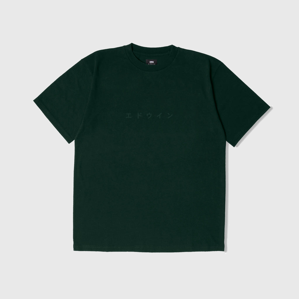 Edwin Katakana Embroidery Tee - Pine Grove Ton In Ton Emb - Front