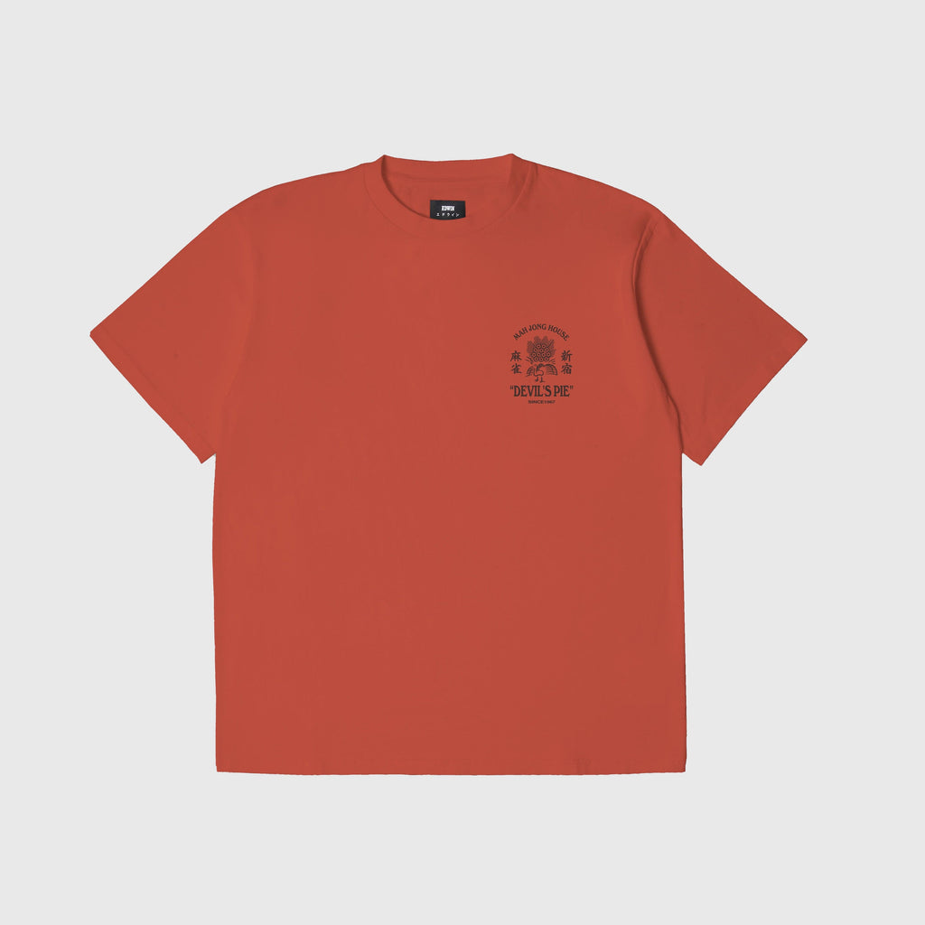 Edwin Devils Pie Tee - Oxyde Red Garment Washed - Front