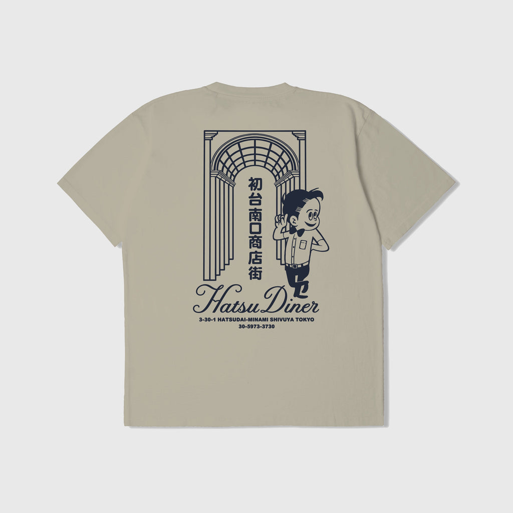 Edwin Hatsu Diner Tee - Abbey Stone Garment Washed - Back