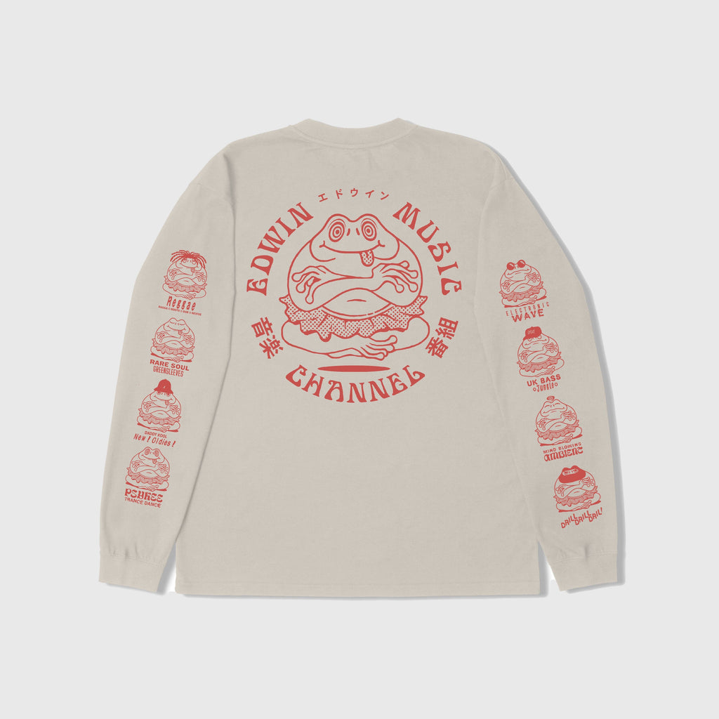 Edwin Music Channel TS LS - Mist Garment Washed - Back