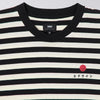 Edwin Basic Stipe Tee - Black / White Garment Wash - Front Close Up