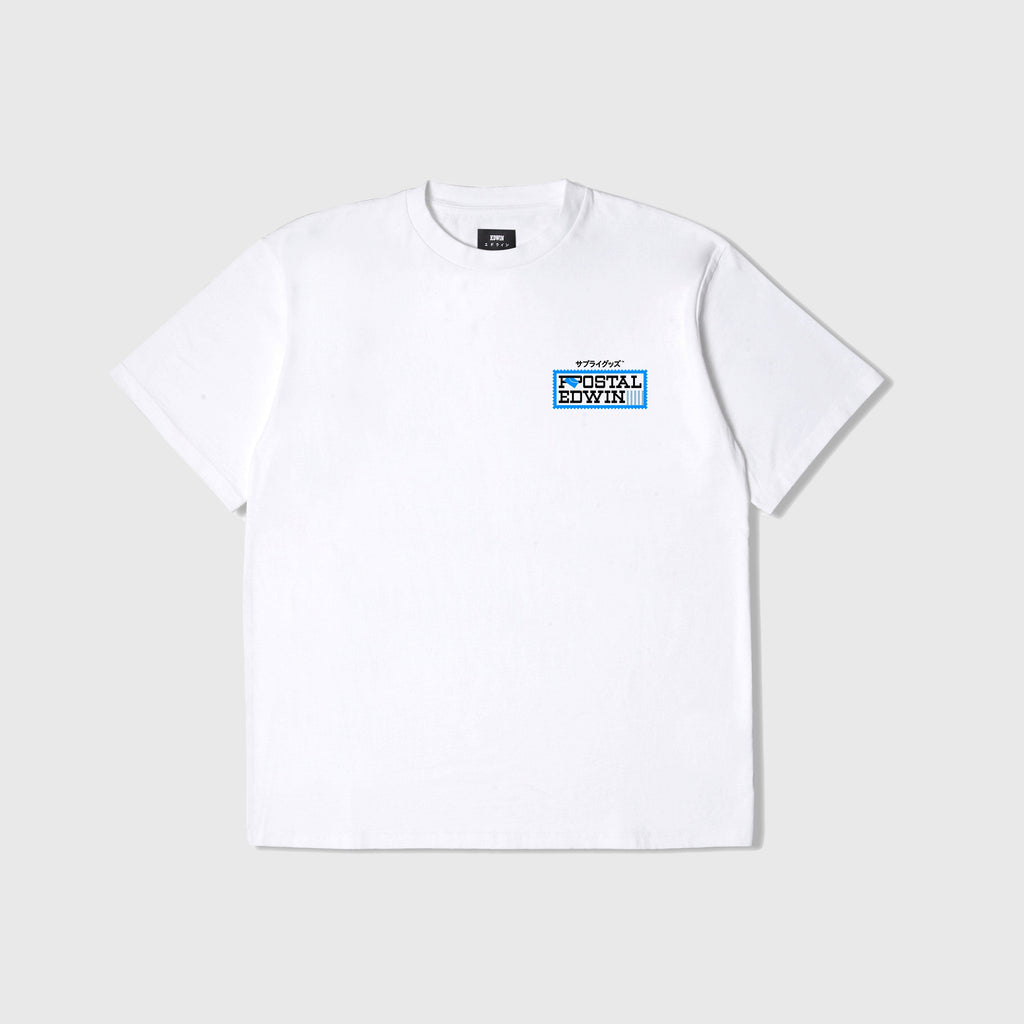 Edwin Postal Tee - White Garment Dyed - Front