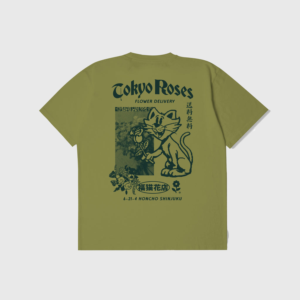 Edwin Tokyo Roses Tee - Wakame Green Garment Dyed - Back