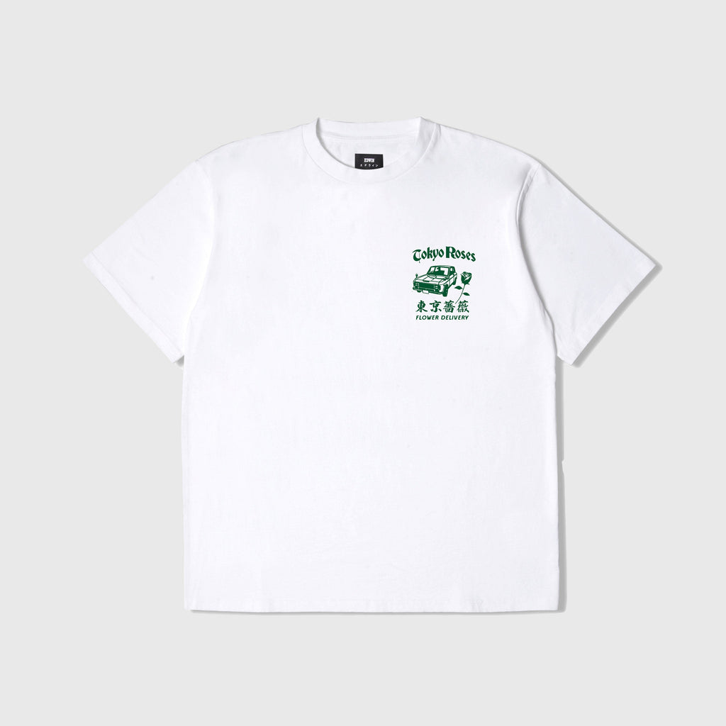 Edwin Tokyo Roses Tee - White Garment Dyed - Front