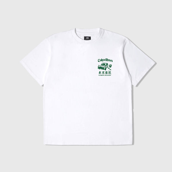 Edwin Tokyo Roses Tee - White Garment Dyed - Front