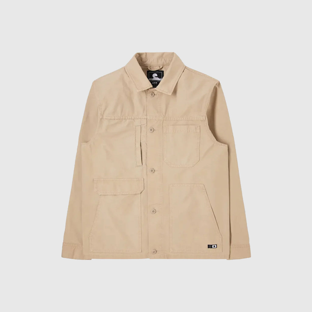 Edwin Avery Jacket Panama Canvas - White Pepper Garment Dyed - Front